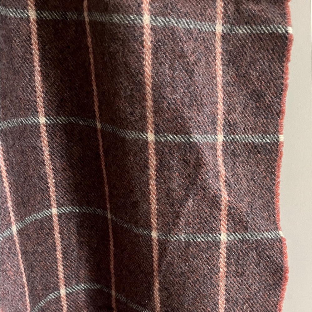 Cotswold Wool Elegant Checkered Scarf in Burgundy and Gray - Picture 3 of 5